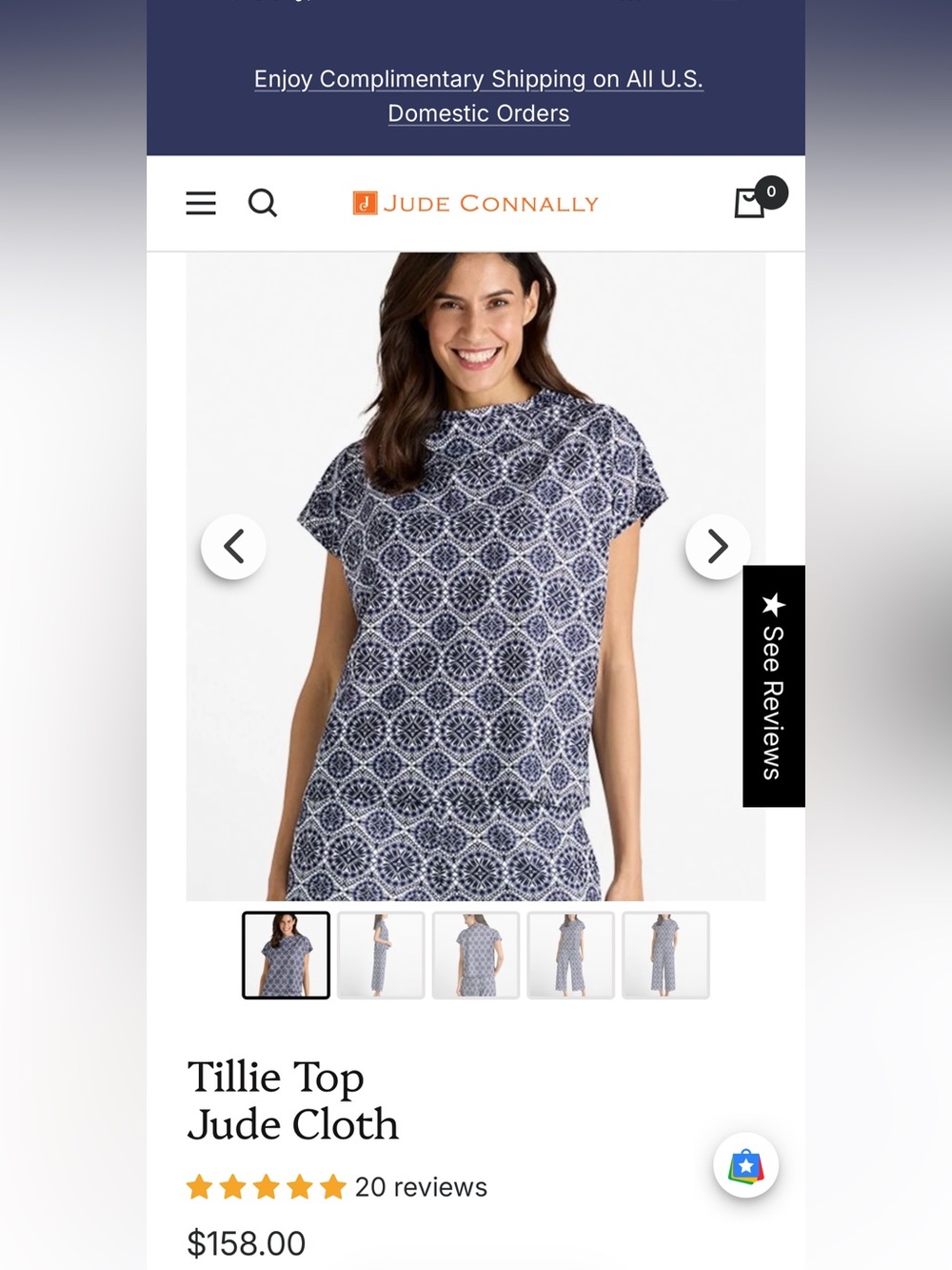 Jude Connally Navy & White Geometric Lounge Top and Pants Set - Picture 4 of 5